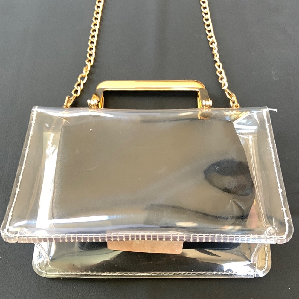 Sam Forever Clear Acrylic Box Bag Gold Handle Chain Strap Evening Purse - Picture 9 of 10